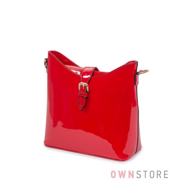 Купить женскую сумку Farfalla Rosso красную лаковую с перекидом - арт.91044